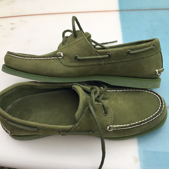 Timberland Moss Green Boat Shoes Size 9 